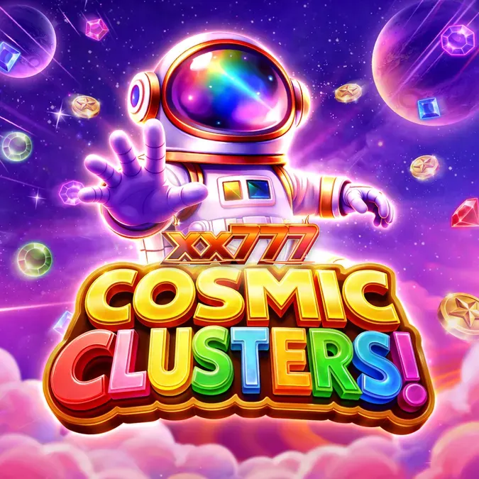 Interface do jogo de slot Cosmic Clusters com tema espacial