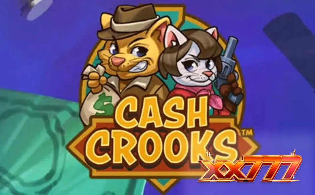 Cena temática do jogo Cash Crooks com Betty e Clyve em um cenário noir de assalto a banco